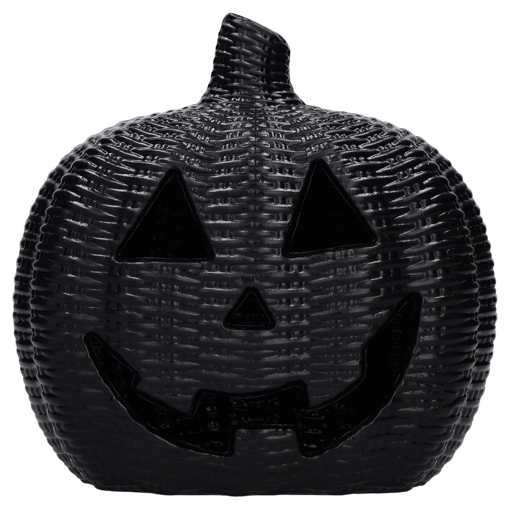 Light-Up Woven Jack-o'-Lantern Decoration, Black, 8.6", Halloween by Way To Celebrate