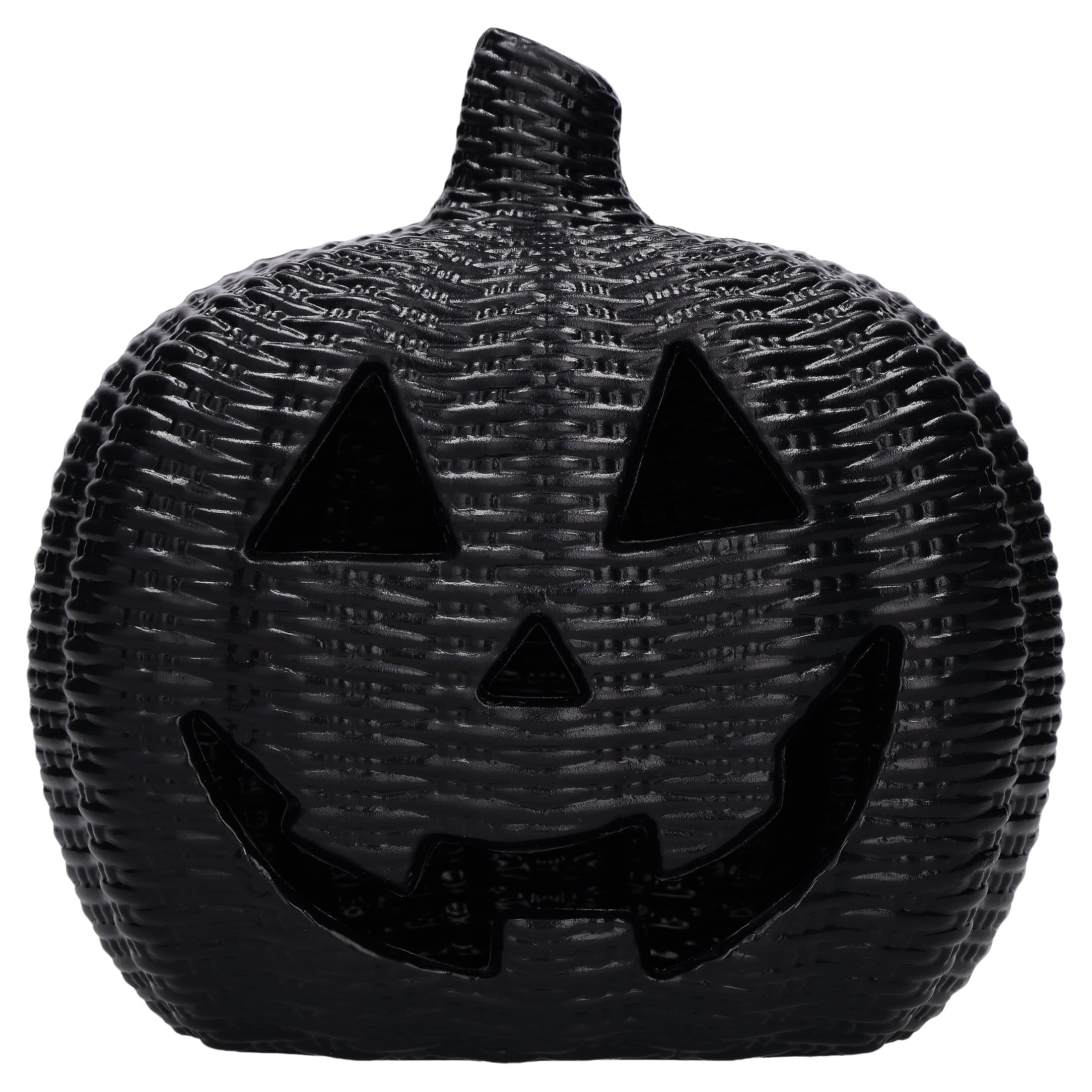 Light-Up Woven Jack-o'-Lantern Decoration, Black, 8.6", Halloween by Way To Celebrate