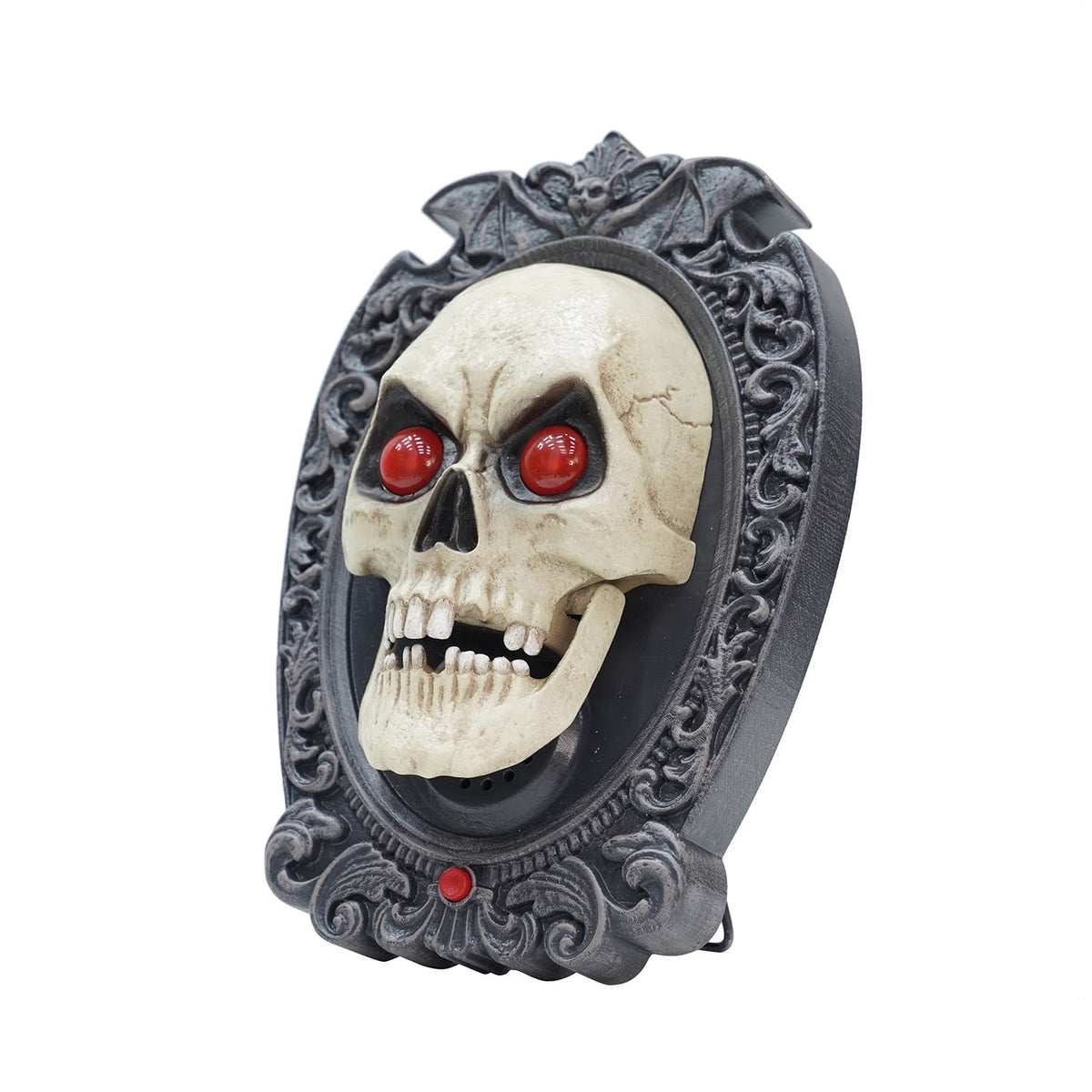 Light-Up Skeleton Doorbell Decoration, Gray and White, 9", Halloween by Way To Celebrate