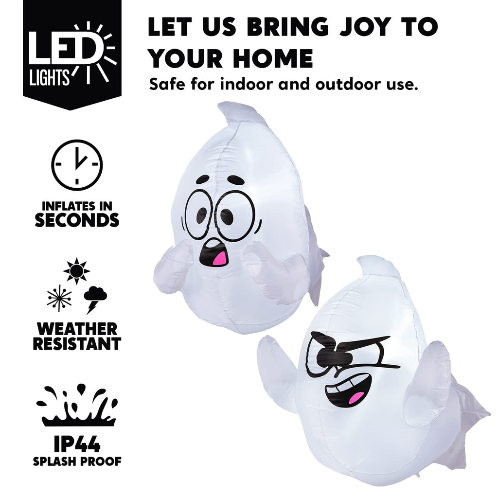 Joyfy 4.5 FT Halloween Inflatable Decorations Outdoor Scary Flying Ghost Broke Out from Window with Built-in LED Blow Up Inflatable for Window Decoration Yard Garden Lawn Decor