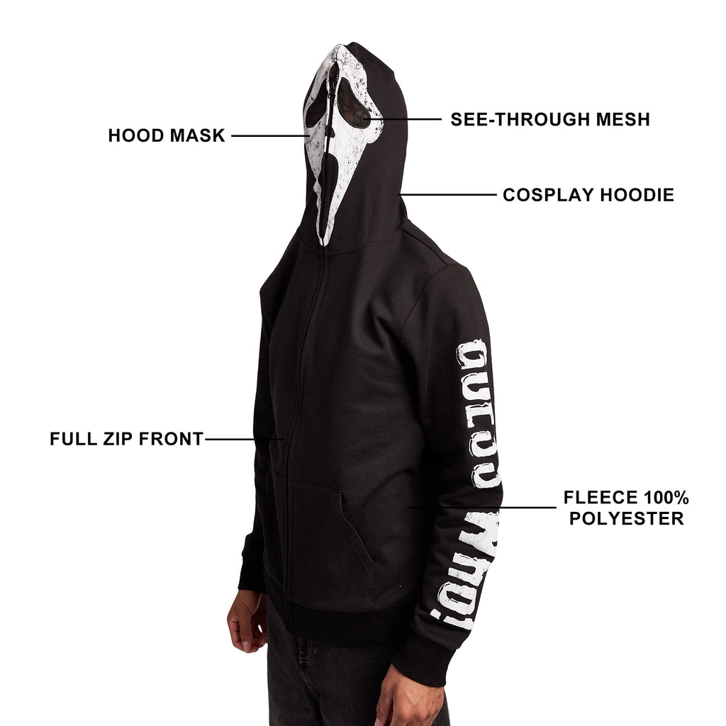 Ghostface Men's Full-Zip Cosplay Hoodie -XL