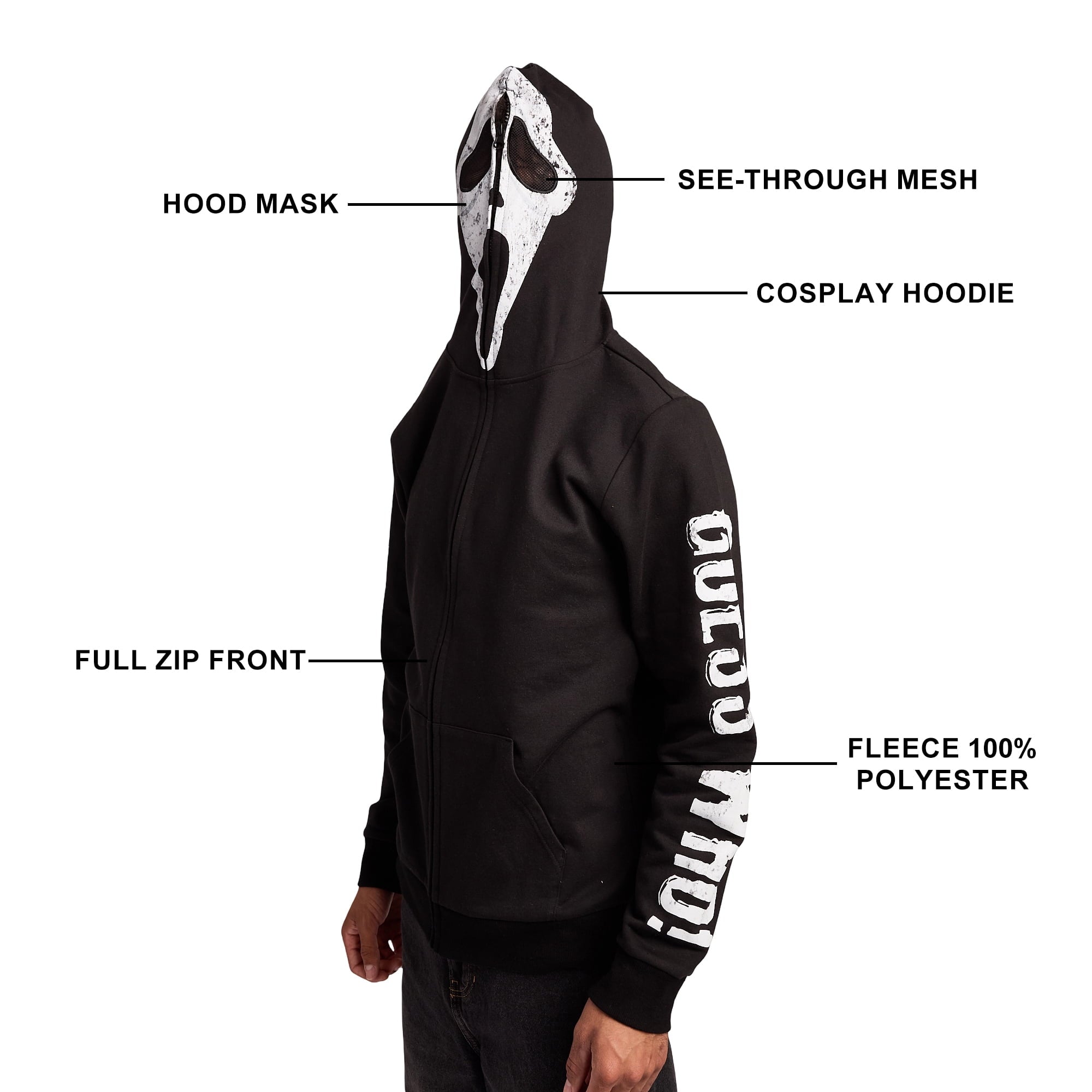 Ghostface Men's Full-Zip Cosplay Hoodie -XL