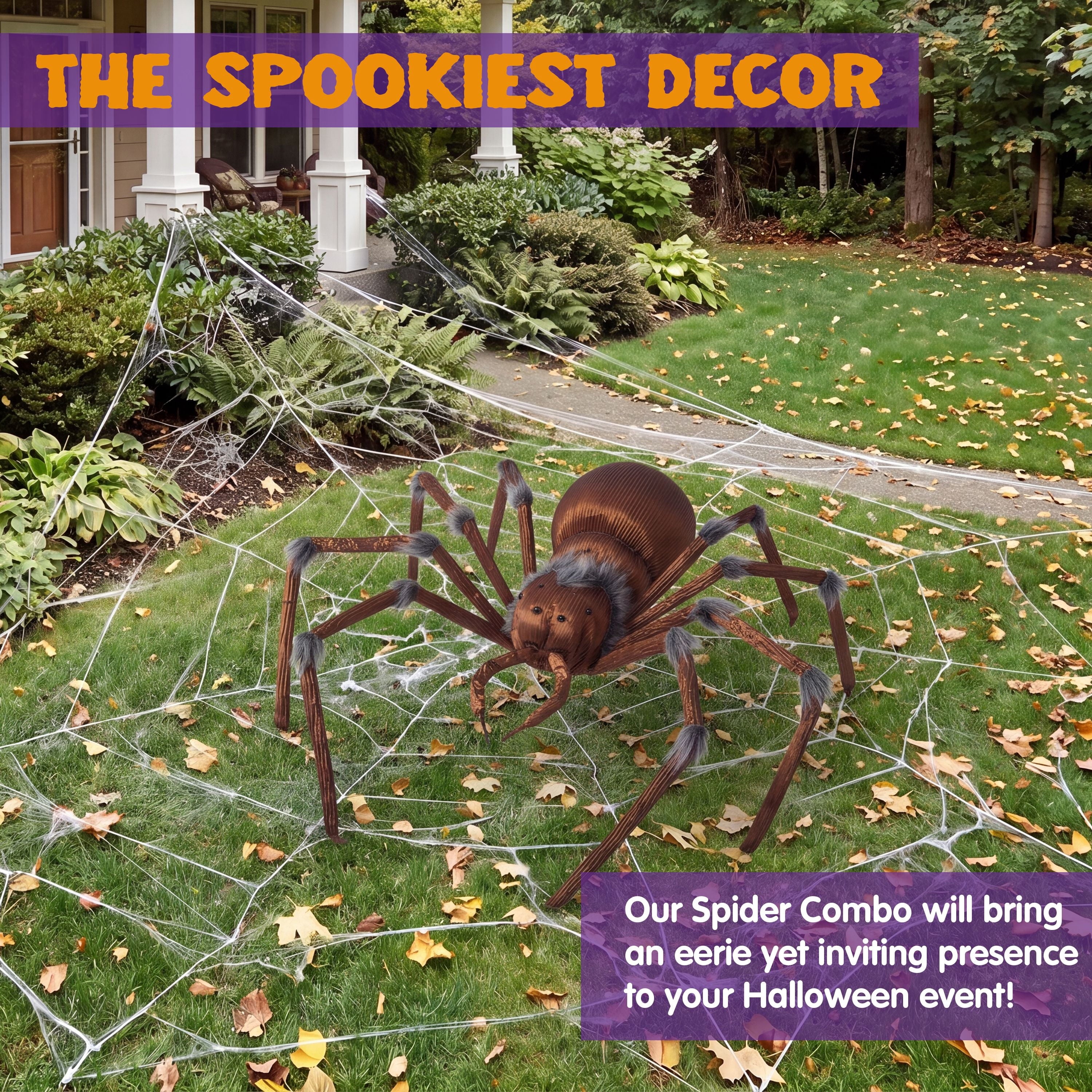 Joyfy 45inch Giant Spider Halloween Decorations,Scary Spider Halloween Outdoor Party Decorations Props Halloween Yard Decorations,Black