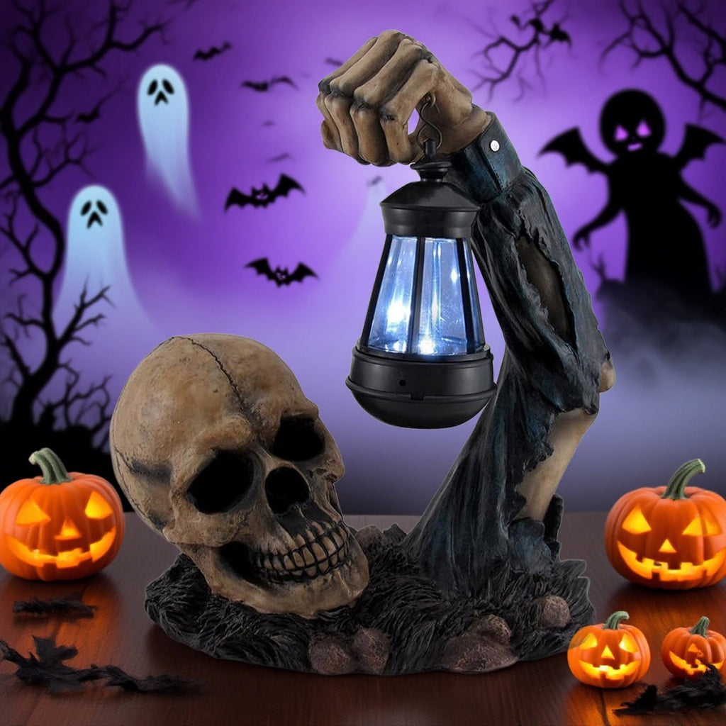 Zatoumnr Ground Breaking Skeleton with Lantern Halloween Skeleton Decor Groundbreaker Skull Lights for Outdoor Decor, Funny Skull Garden Decorations