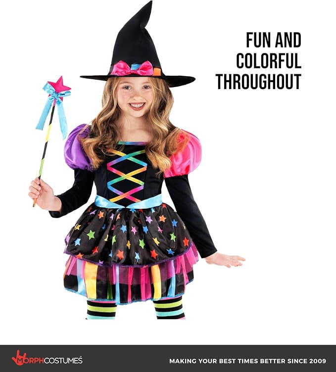 Morph Cute Rainbow Witch Halloween Costume For Girls Kids Scary Halloween