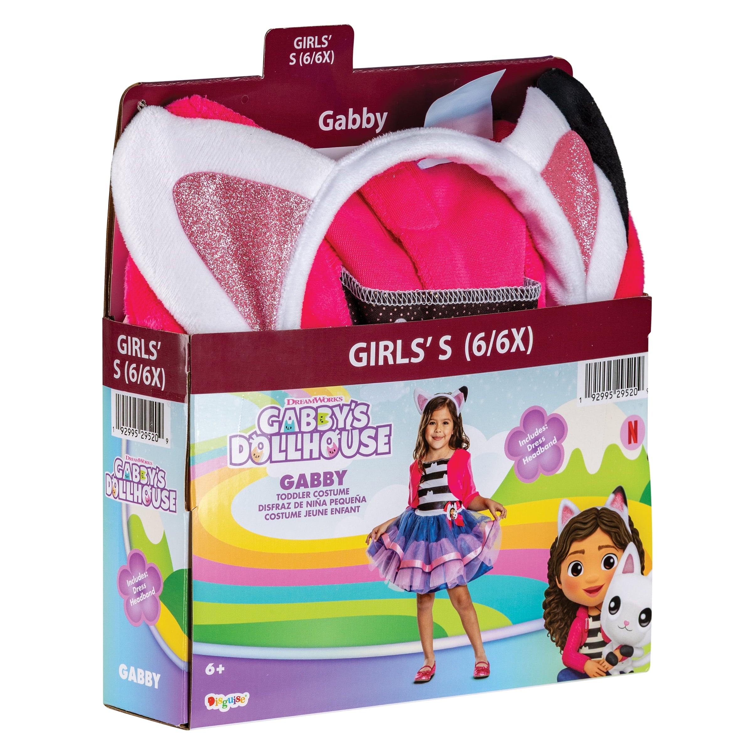 NBC Universal Gabby's Dollhouse Gabby Halloween Costume for Children, Girls Size S (6/6X), by Disguise