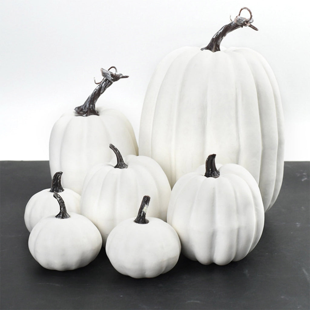 Xsylife 7Pcs Assorted Sizes Halloween Pumpkin Model Artificial Craft Fall Harvest Thanksgiving Decoration