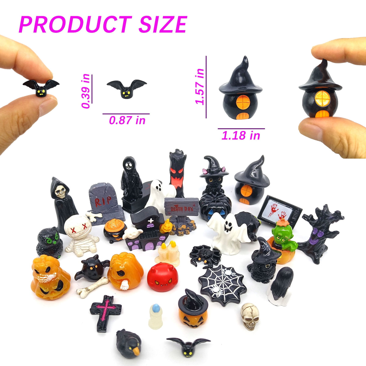 NIBERDA Halloween Miniature Ghosts Resin Plastic Figurines, Set of 35