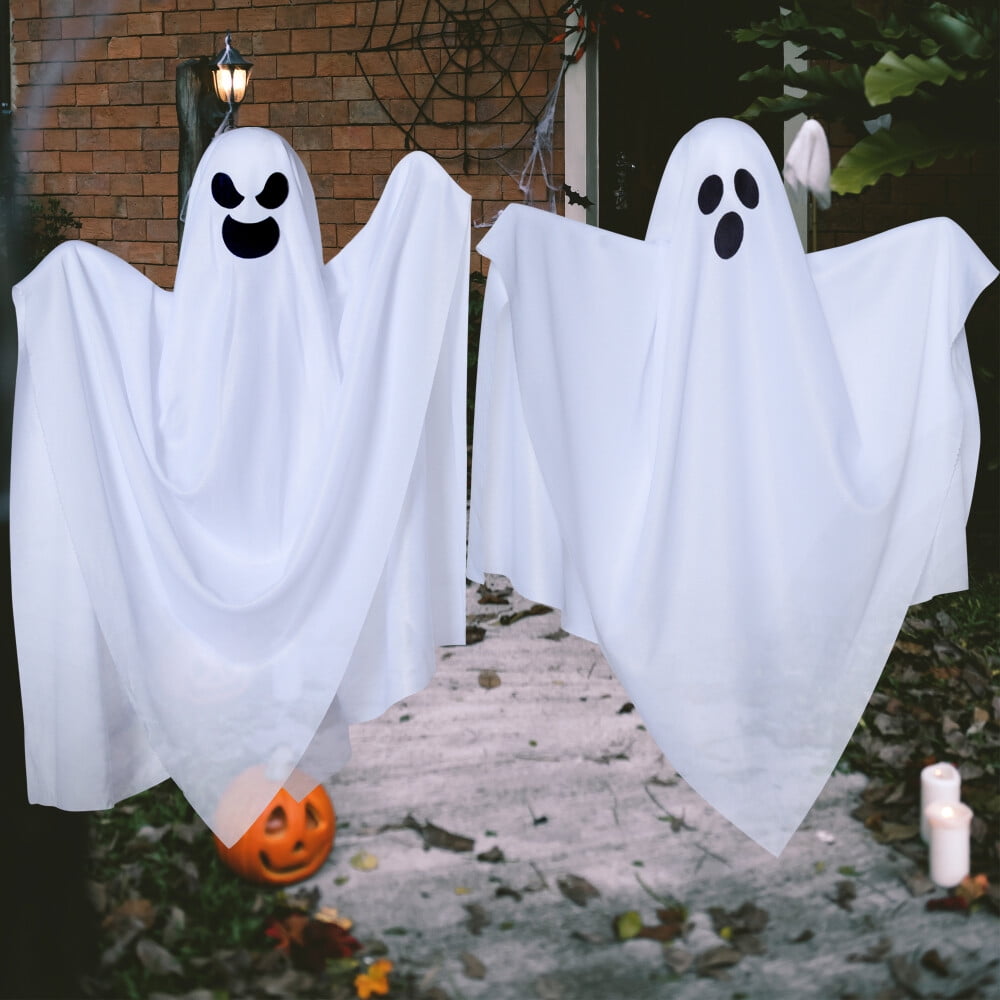 Joyfy 3 Pack Halloween Hanging Ghosts Decorations,27.5" Cute Scary Flying Ghosts Outdoor Hanging Halloween Decorations Yard Decorations