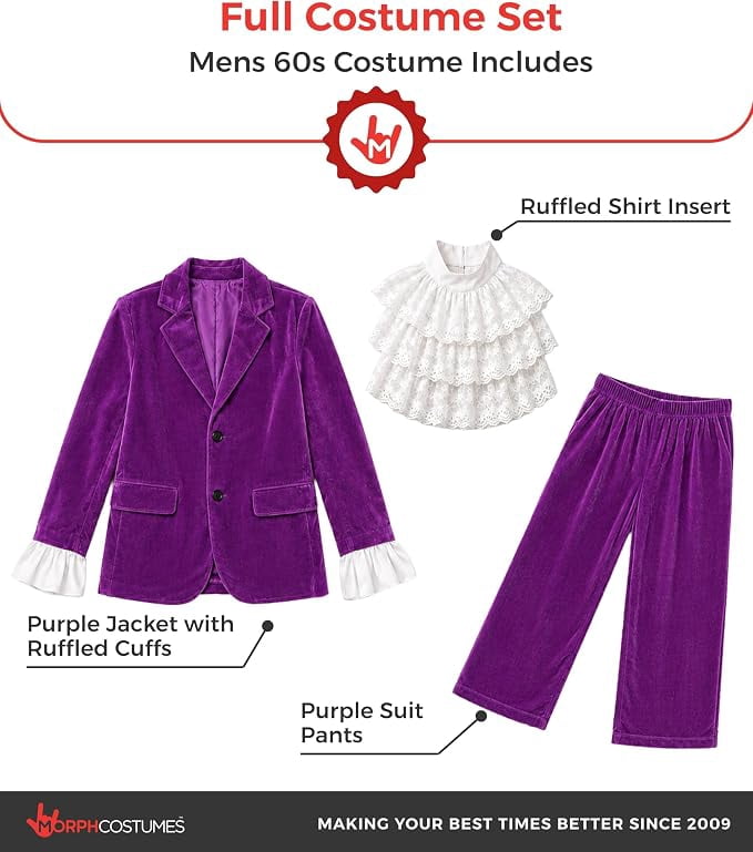 Fun Shack Mens 60s Purple Austin Powers Costume Adult Halloween Costumes Purple M