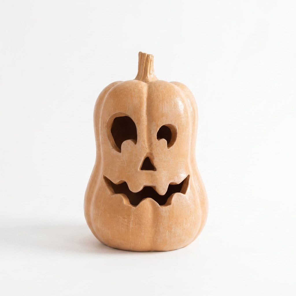 Halloween Handcrafted Jack-O'-Lantern, 5.5" Hand-Carved Pumpkin Decor, Durable Kiln-Fired Autumn Halloween Centerpiece for Indoor Tabletop, Mantle & Fall Home Decoration 2026