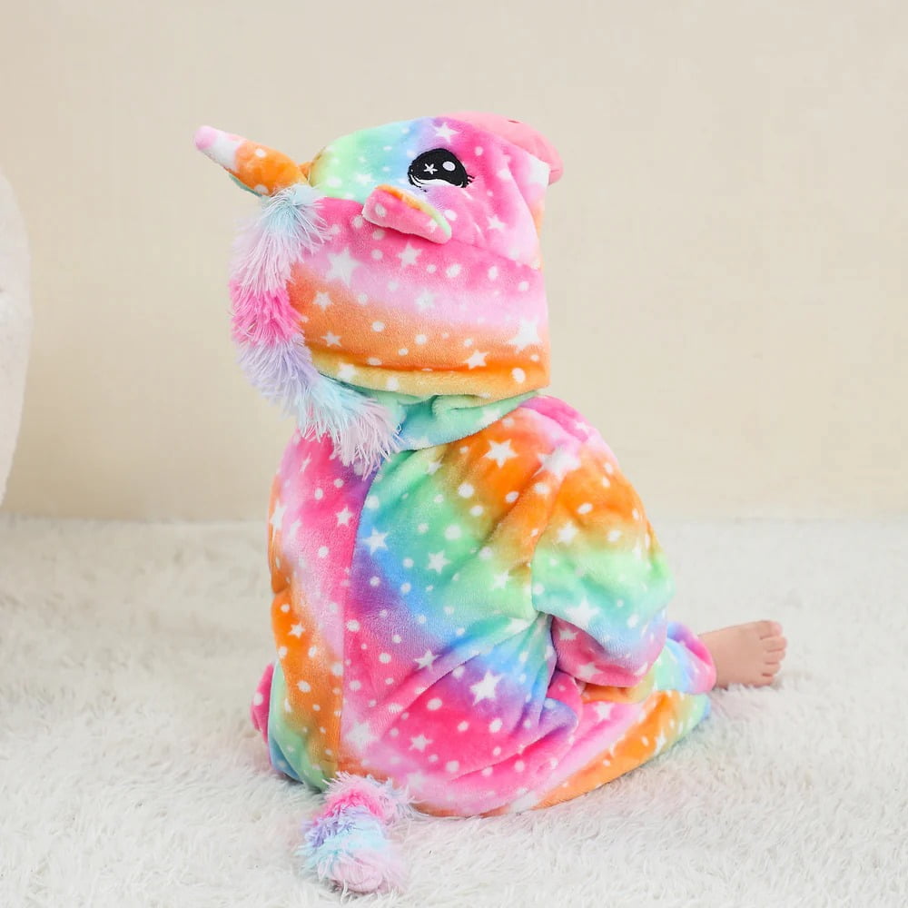 WIBACKER 0-3T Unisex Baby Animal Costume Winter Autumn Flannel Hooded Romper Christmas and Halloween Dinosaur Cosplay Jumpsuit