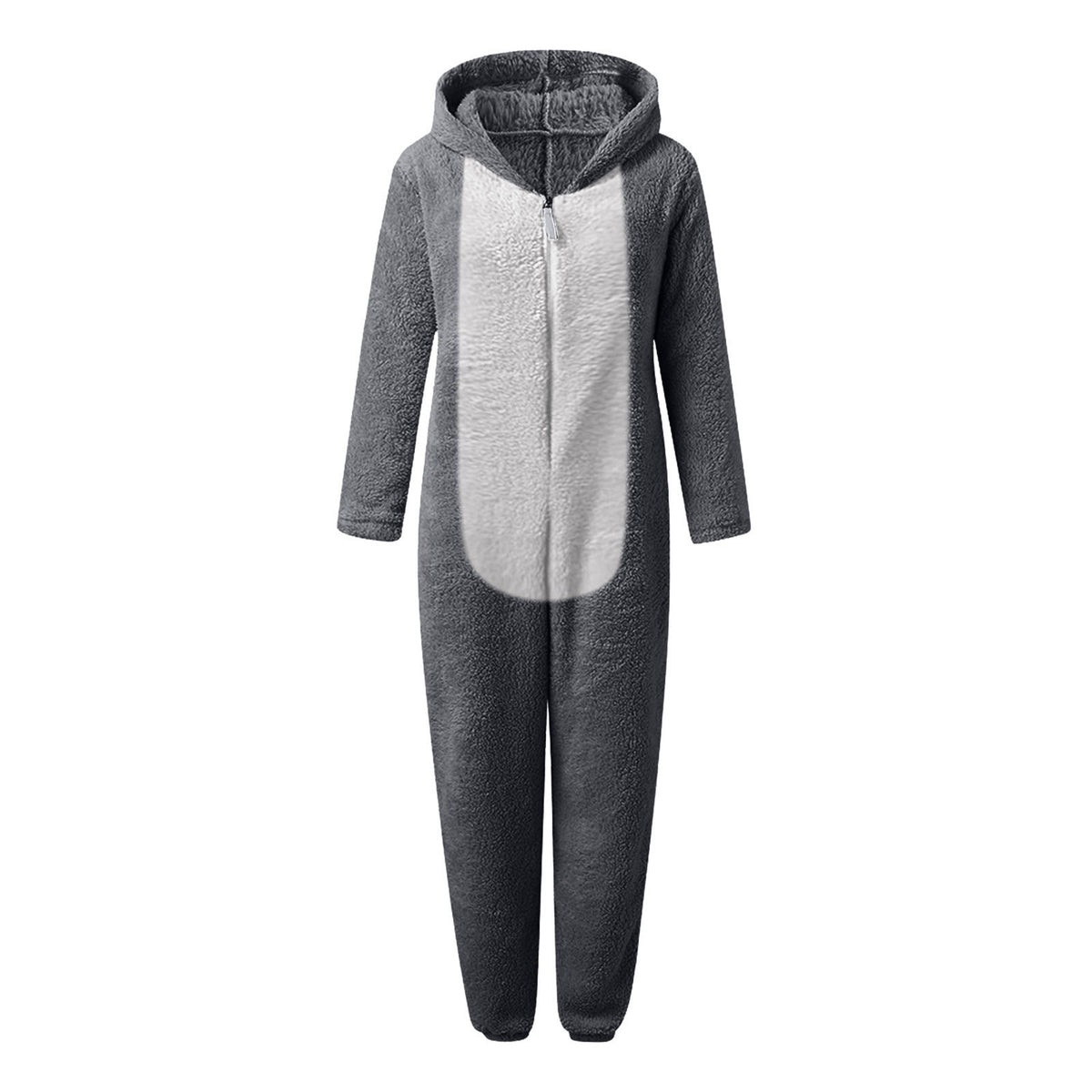 QATAINLAV Sherpa Fleece Jumpsuit for Women Winter Warm Fuzzy Onesie Pajamas Cute Cat Hooded Romper Casual Zip Up Overalls Sleepwear Black XL