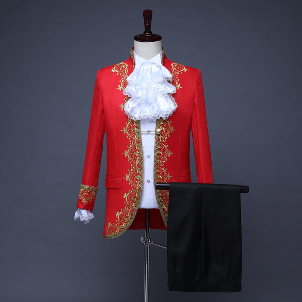 Odeerbi Mens Steampunk Tailcoat Gothic Medieval Gold Embroidery Jacket Halloween Tuxedo Coat Frock Uniform European Court Performances Prince Uniforms Coat White