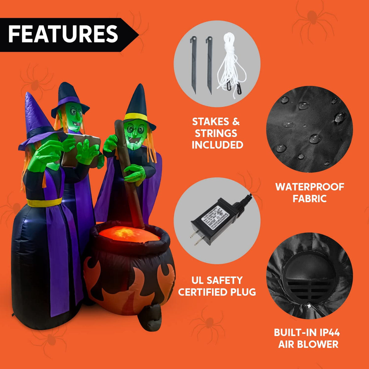 Joyfy 6 ft Halloween Inflatable Outdoor Witches Cauldron Pot Large Decorations with Flame Light,Halloween Blow Ups for Outside Yard Decoration