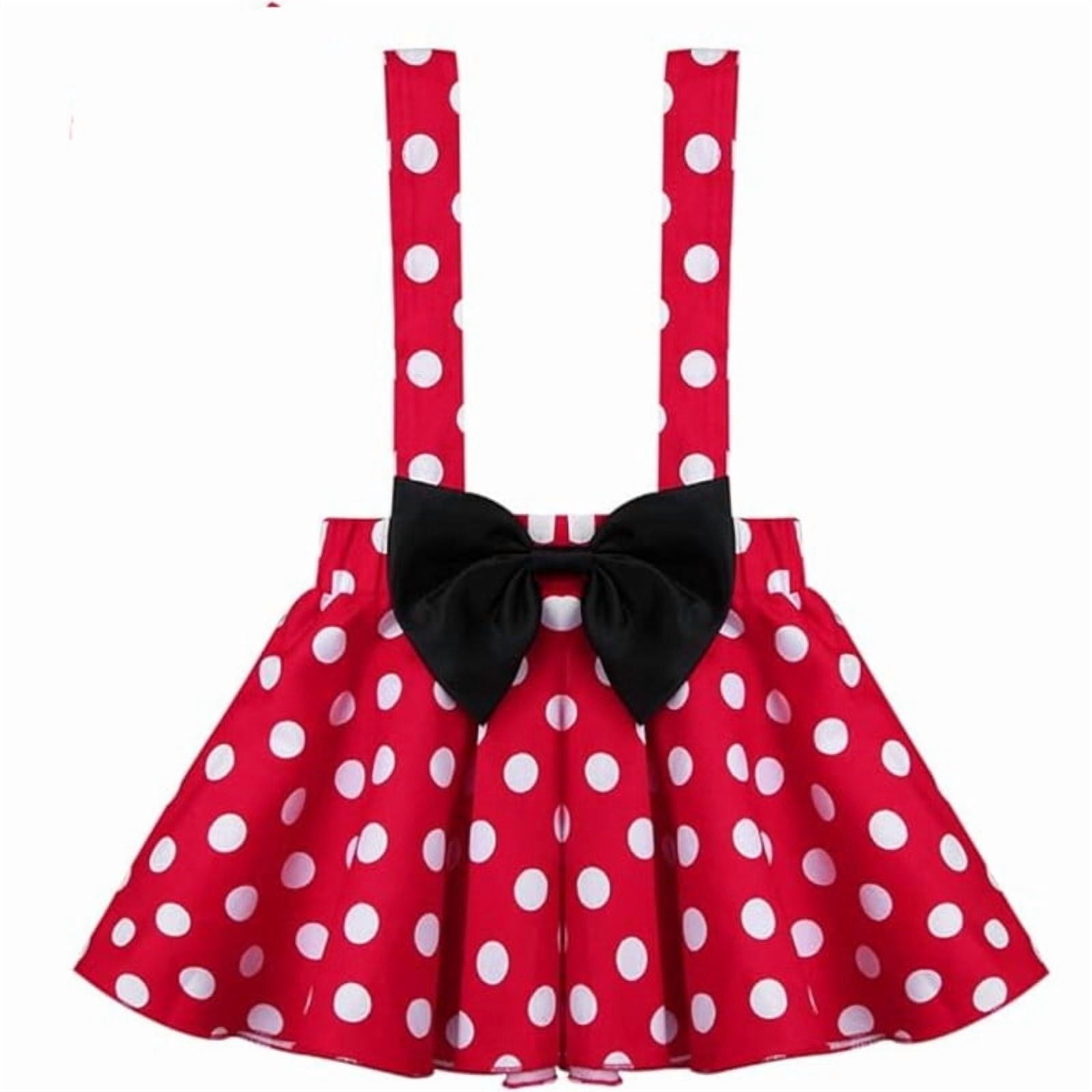 Jurebecia Girls Red Polka Dot Tutu Dress with Bow Headband, Baby Toddler Party Costume for Birthday & Cosplay (110 cm)