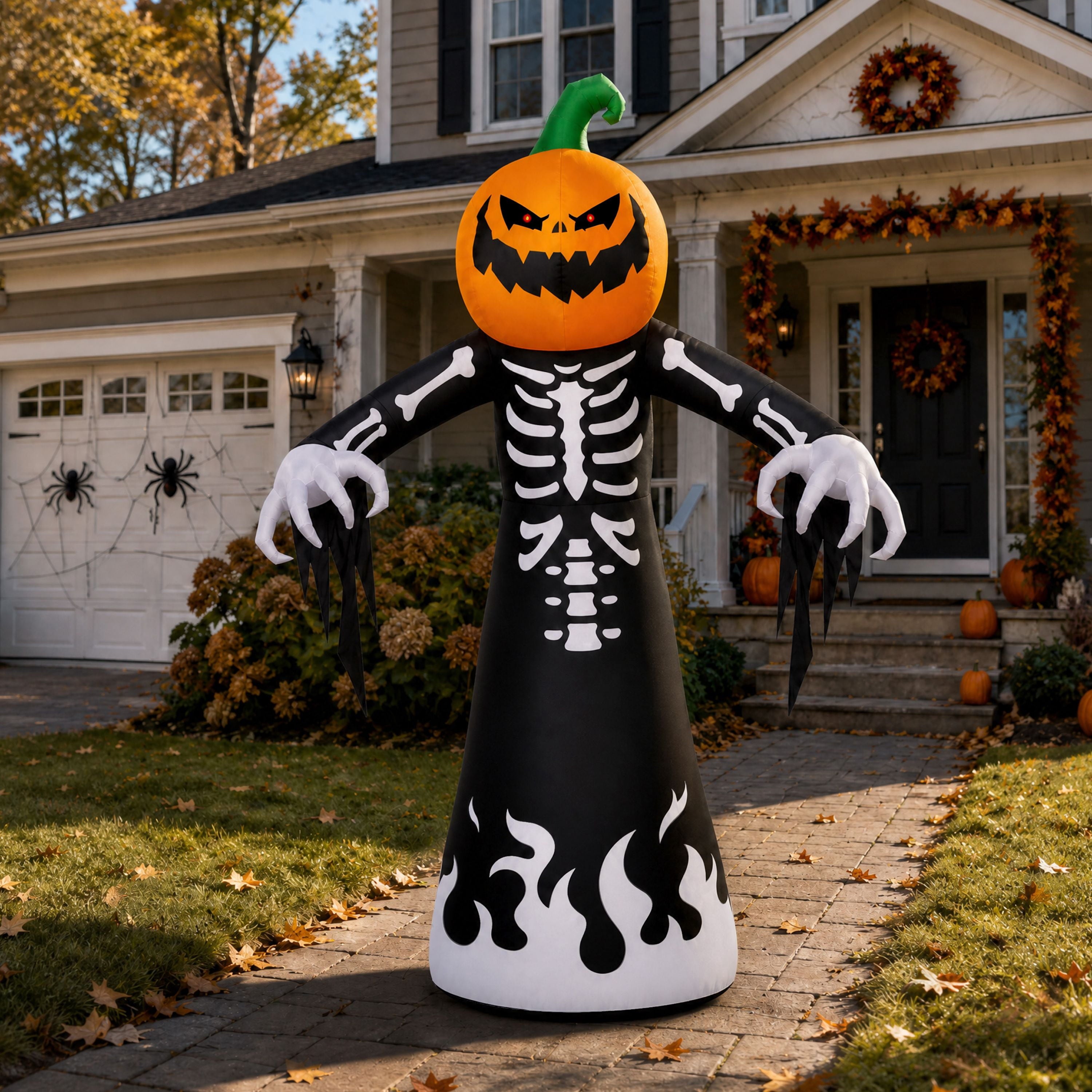 Joyfy 12 FT Halloween Inflatable Giant Grim Reaper Decoration with Built-in LEDs,Grim Reaper with Scythe Halloween Decorations Outdoor Blow Up Yard Lawn Decoration