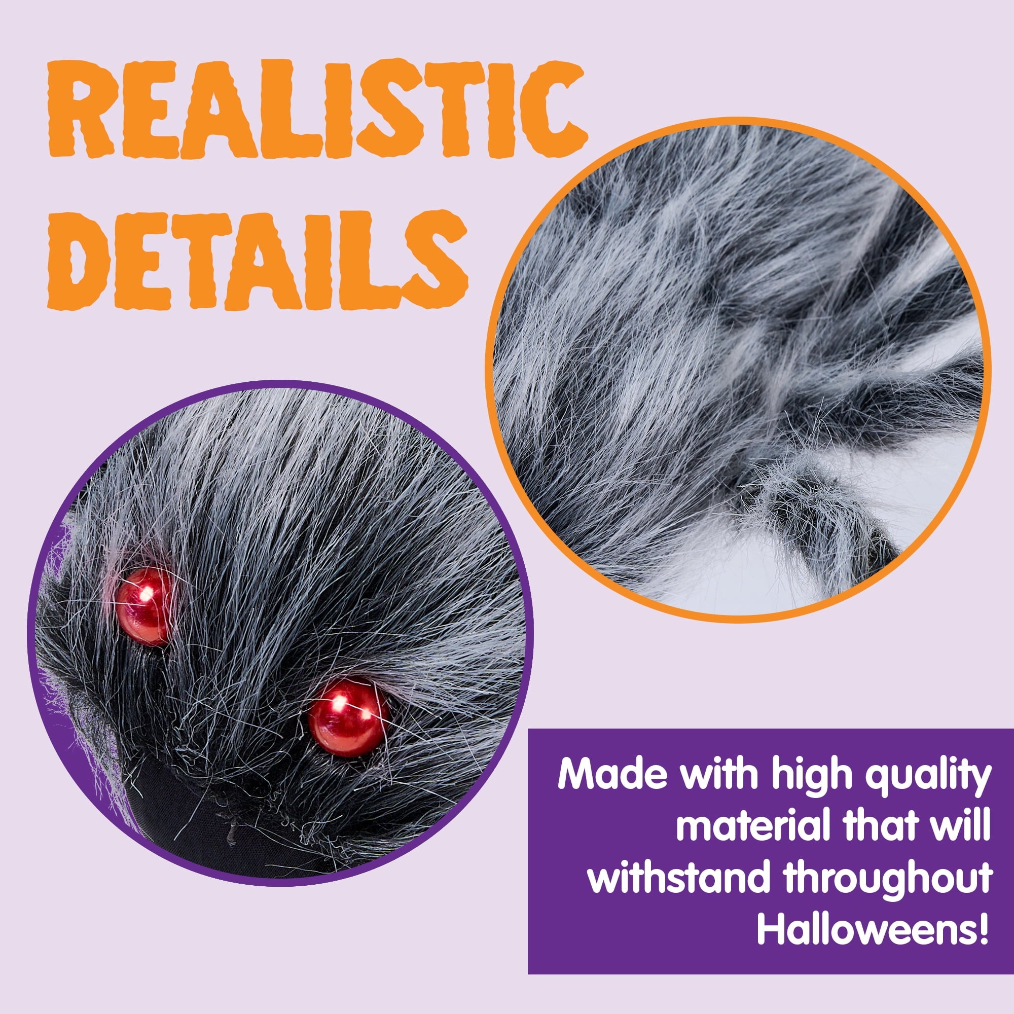 Joyfy 5 ft Scary Giant Spider Halloween Decorations Outdoor,Poseable Spider Lifelike Hairy Prop for Yard,Haunted House,Tree or Porch Party Decorations,Black