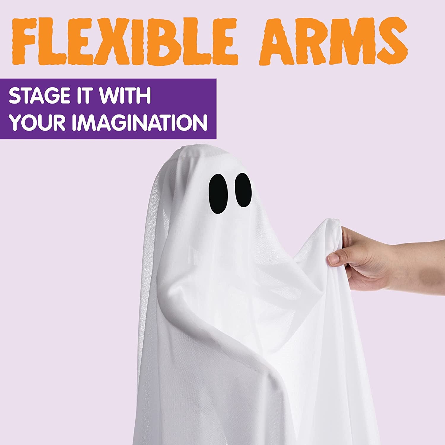 Ayieyill Halloween Ghost Decor with Warm White LED Light, 47” Light up Hanging Ghost Halloween Yard Porch Decorations Outdoor