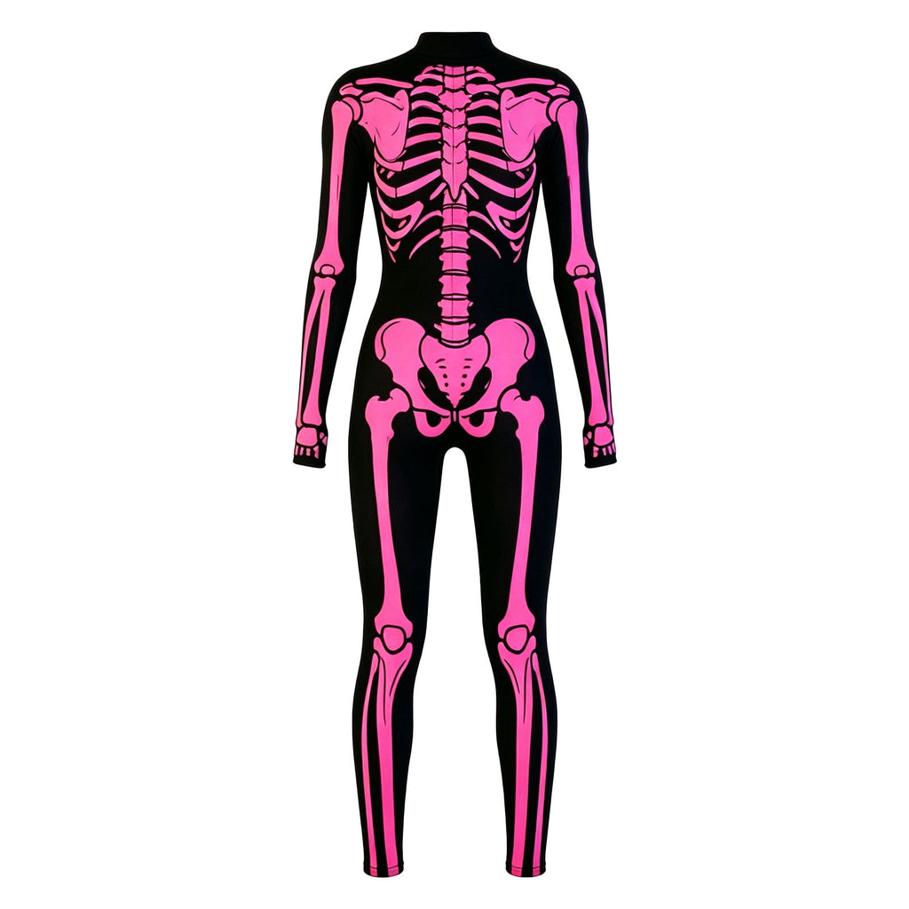 FASHOFT Men's Bone Graphic Halloween Costumes Cosplay Outfit Skeleton Design Theme Party Stage Performance Dress Up Halloween Costume L