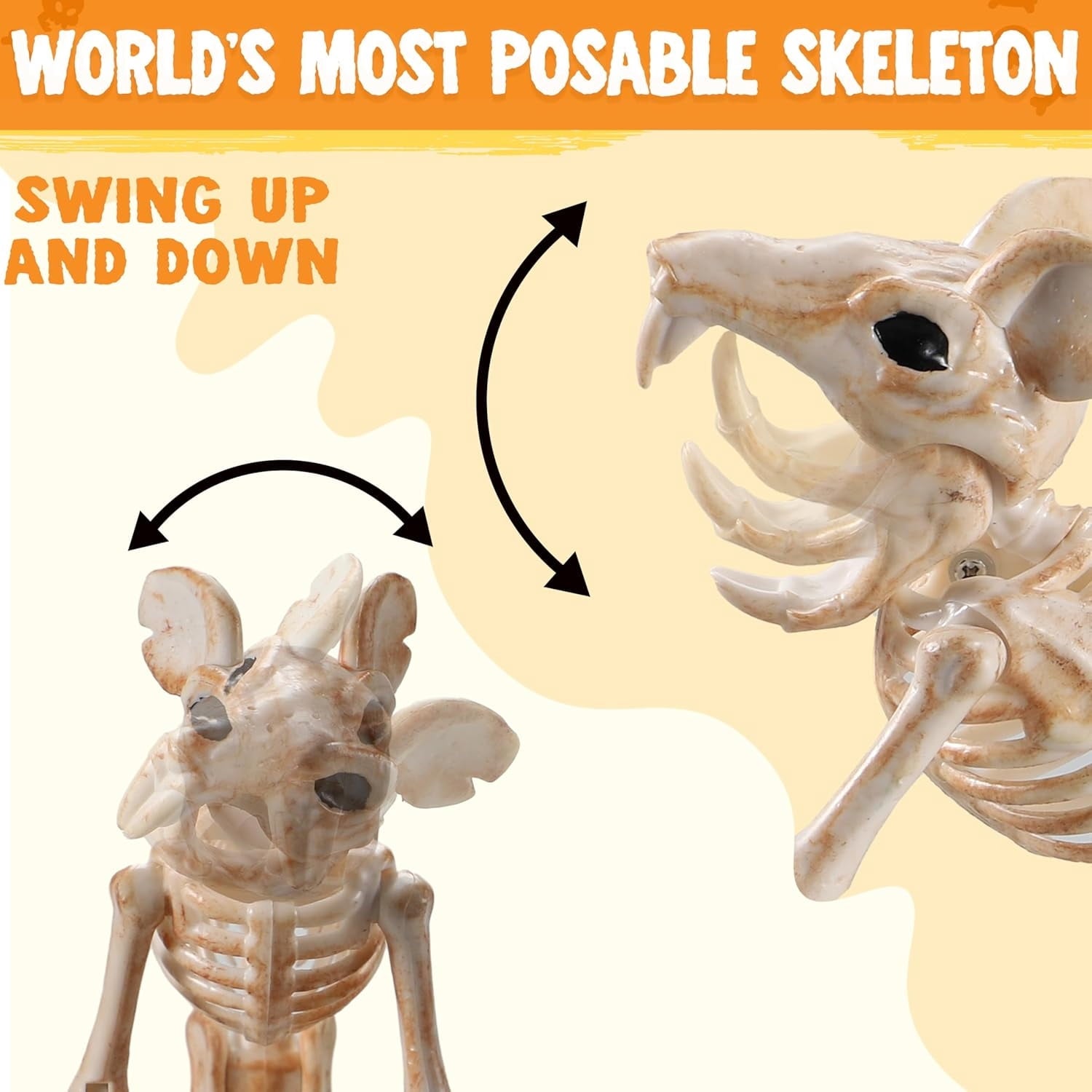 Joyfy 2 Pcs Duck Skeleton Halloween Decoration,4.5 Inch Posable Plastic Animals Halloween Skeleton for Indoor Outdoor Halloween Decorations,Haunted House Party Props