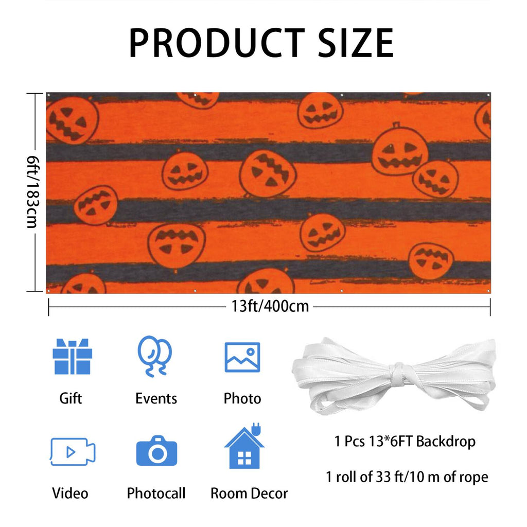 Halloween Garage Door Cover - 13x6ft Spooky Ghost Pumpkin Skull Witch Black Cat Polyester Backdrop for Outdoor Decor