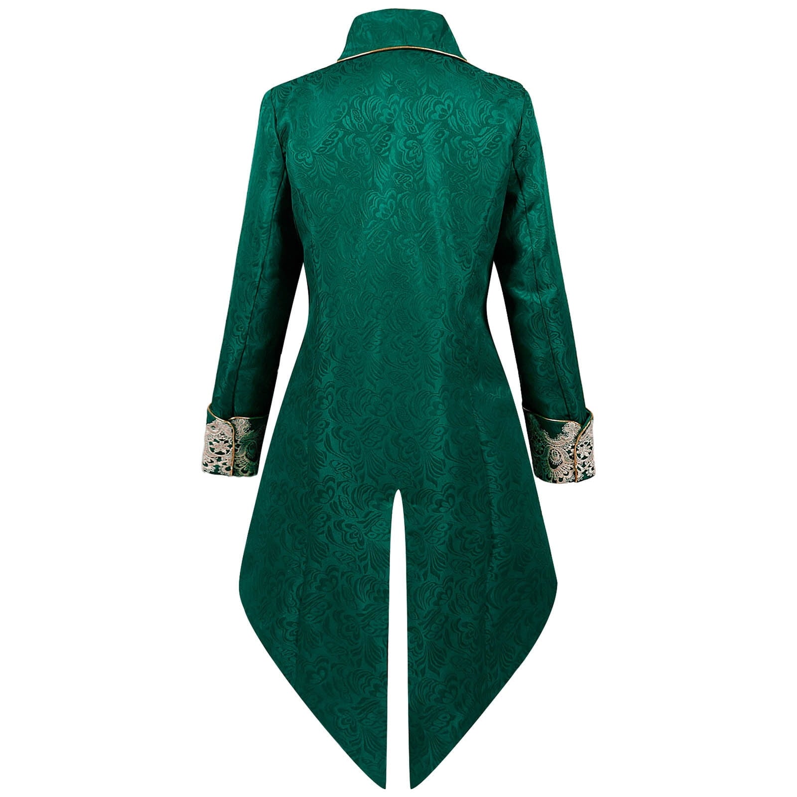 Lilgiuy Men's Steampunk Mid-Century Swallow-tailed Coat Patchwork Turn-down Collar Long-sleeved Gothic Victorian Coat Uniform Halloween Costume (Army Green)