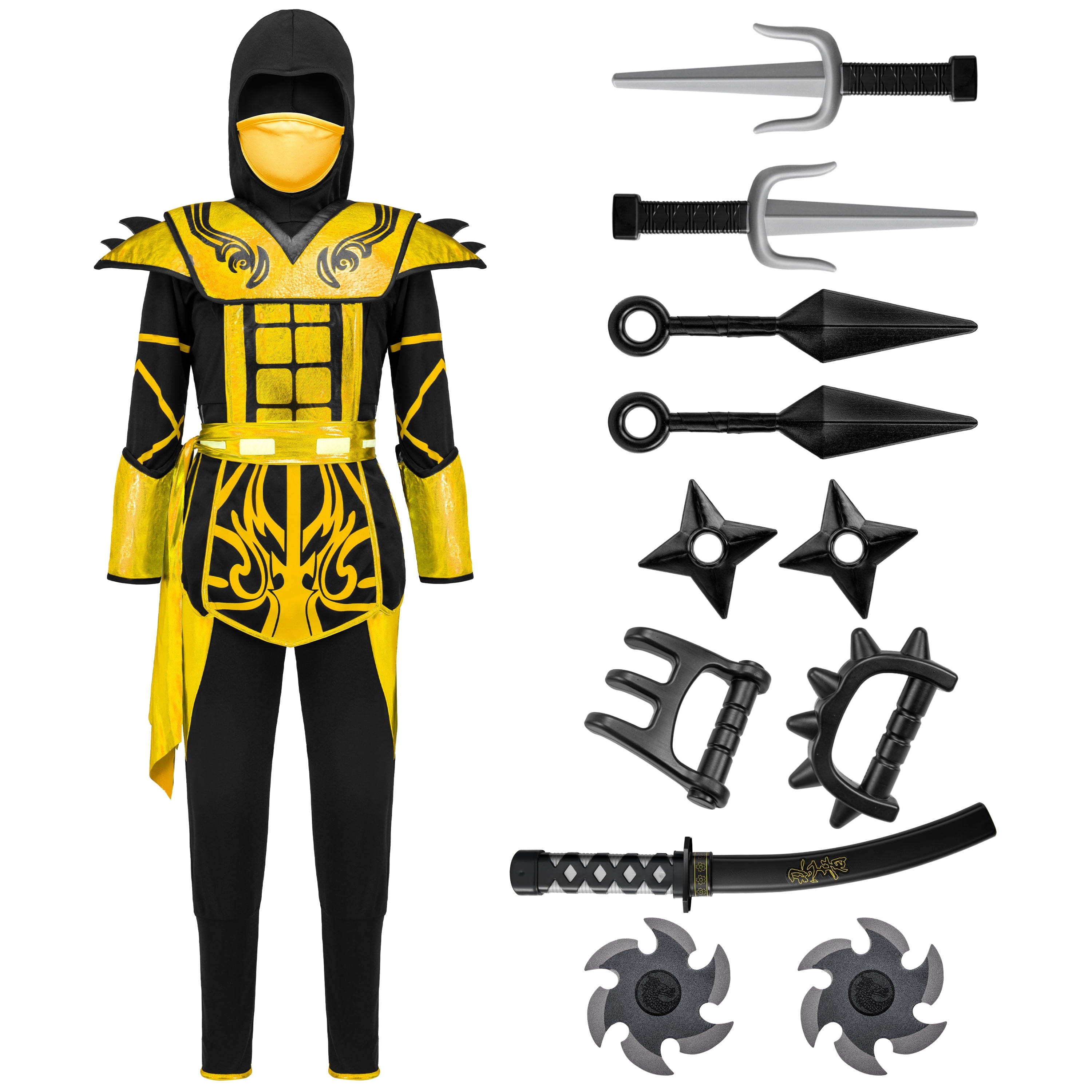 Joyfy Kids Golden Ninja Costume for Toddler Boys Halloween Dress Up Age Up to 12 Years