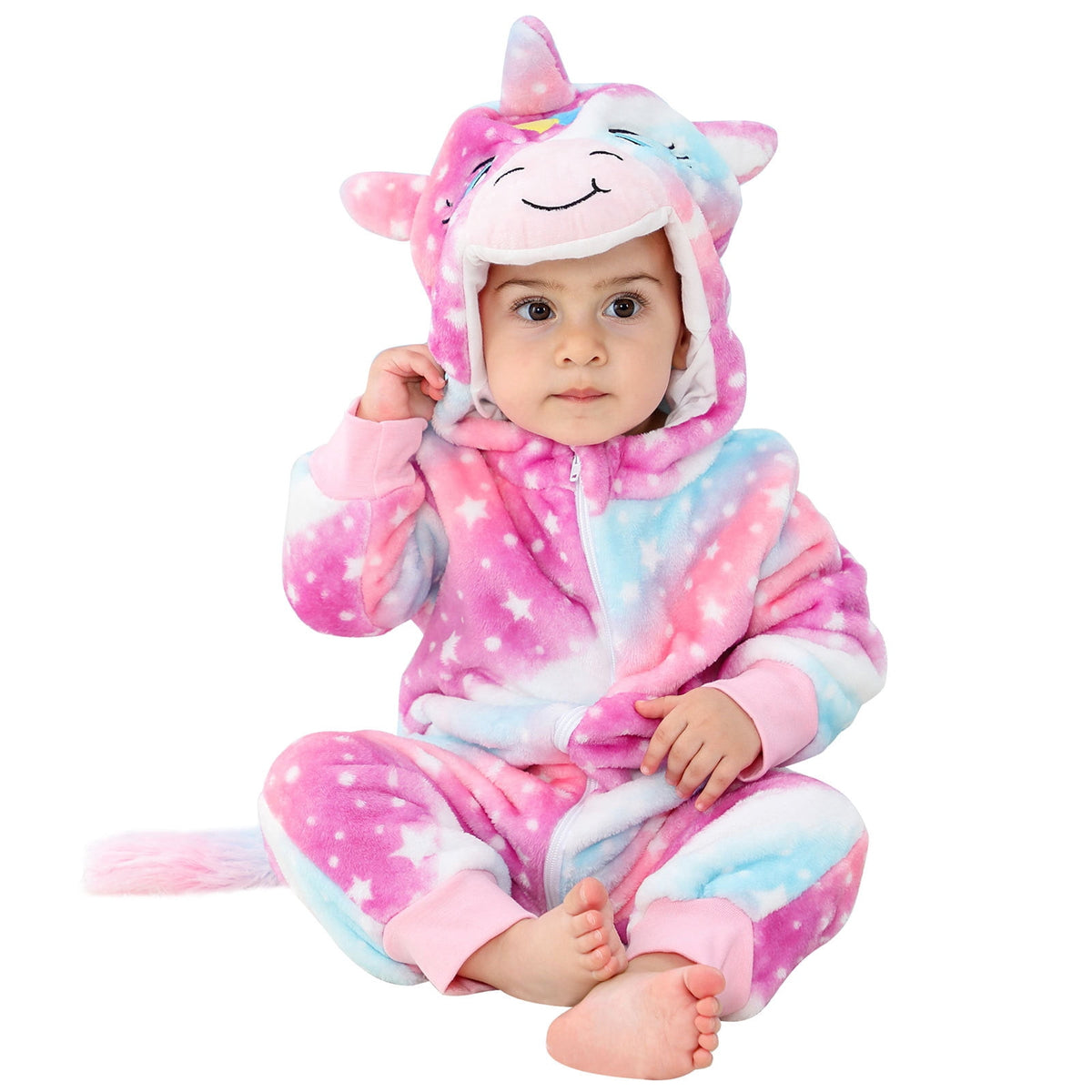 WIBACKER 0-3T Unisex Baby Animal Costume Winter Autumn Flannel Hooded Romper Christmas and Halloween Dinosaur Cosplay Jumpsuit