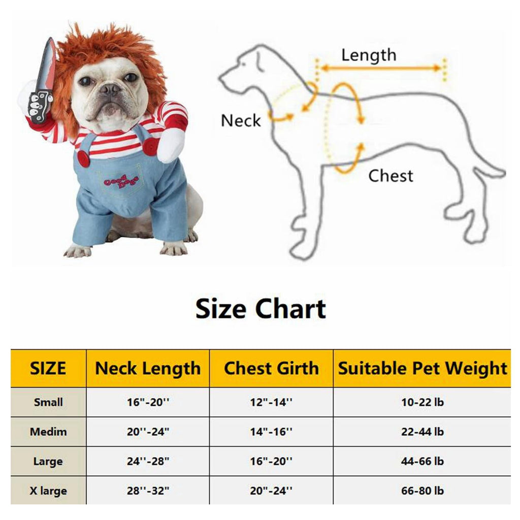 WILLED Halloween Deadly Dog Costume, Funny Pet Cosplay Christmas Outfit, Adjustable Party Dress Up Clothes for Small Medium Large Dogs