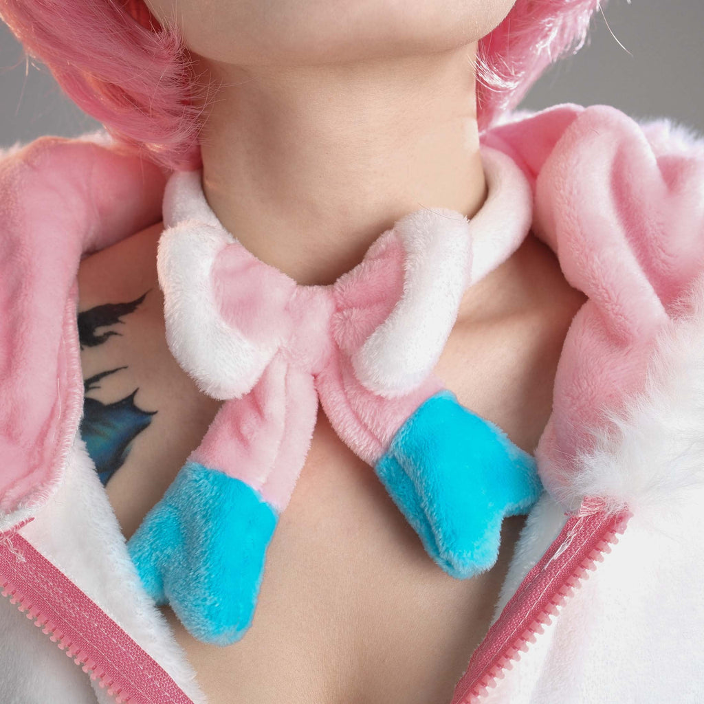 Women sexy Fluffy Hooded Bodysuit Halloween Deep V Kawaii One Piece Lingerie Rompers with Choker and Socks