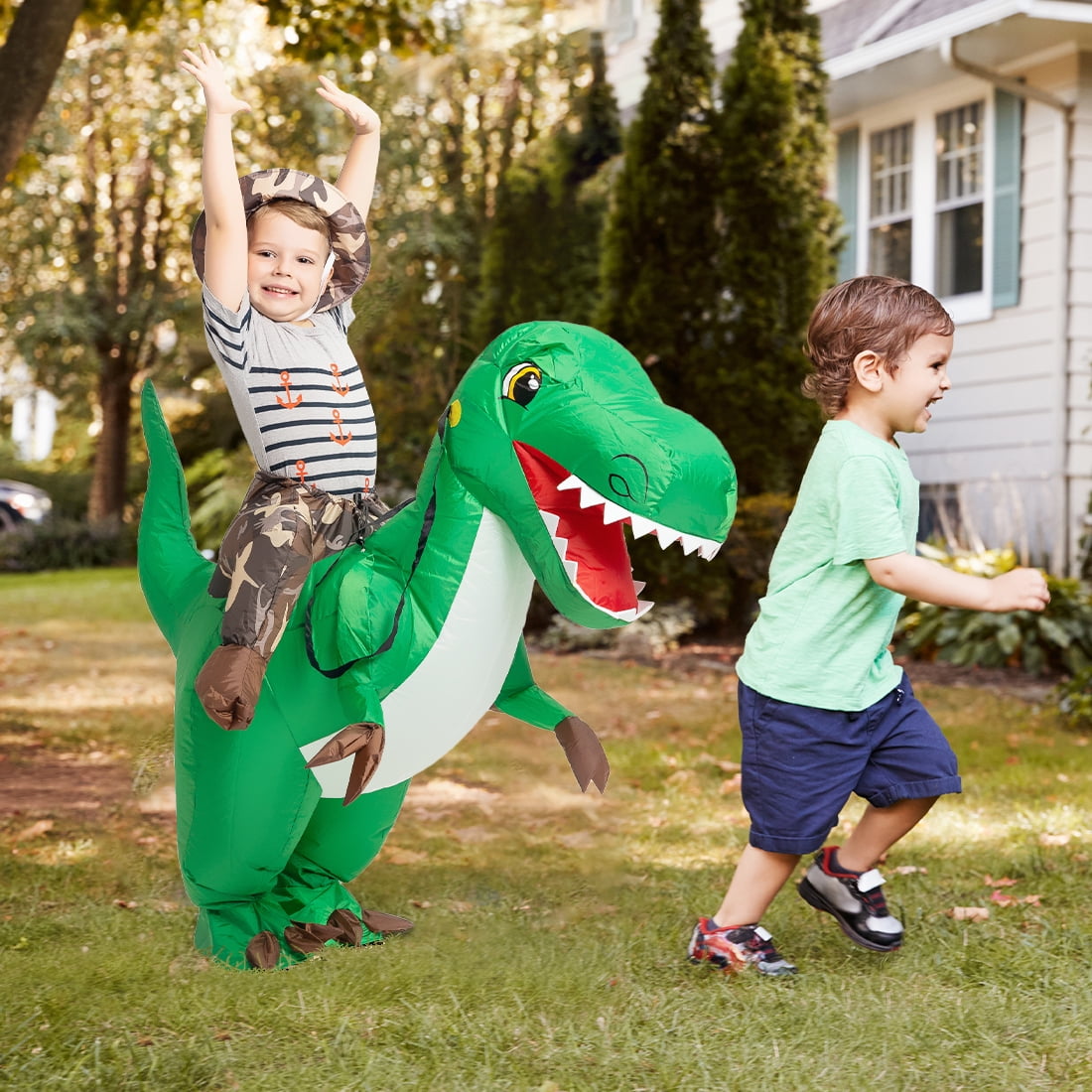 GOOSH 48 inch Inflatable Dinosaur Costume for Kids, Kids Halloween Costume for Unisex Boys Girls, Funny Blow Up Costumes for Halloween Party Cosplay
