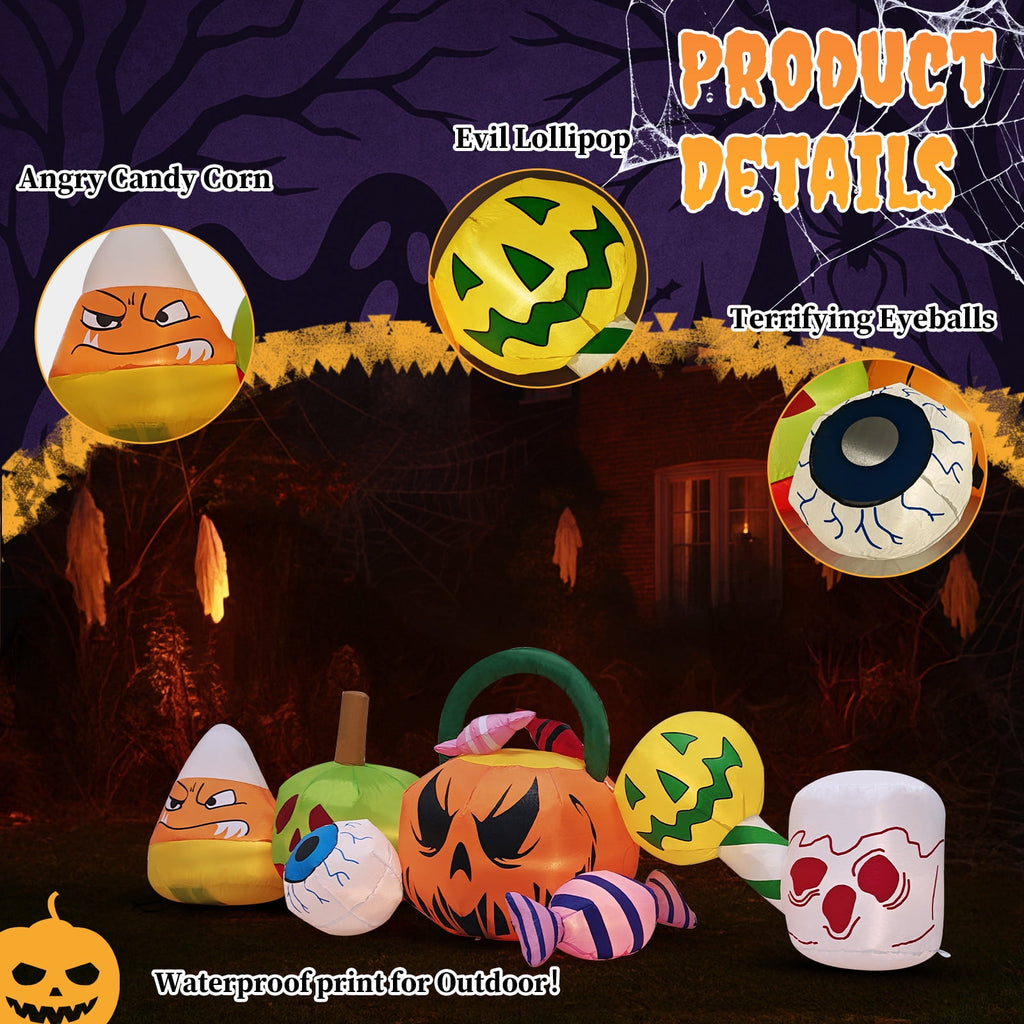 UBesGoo 8.2' Halloween Inflatables Pumpkin Ghost Archway , Blow up Hallowee Decorations with Built-in LED Lights for Holiday