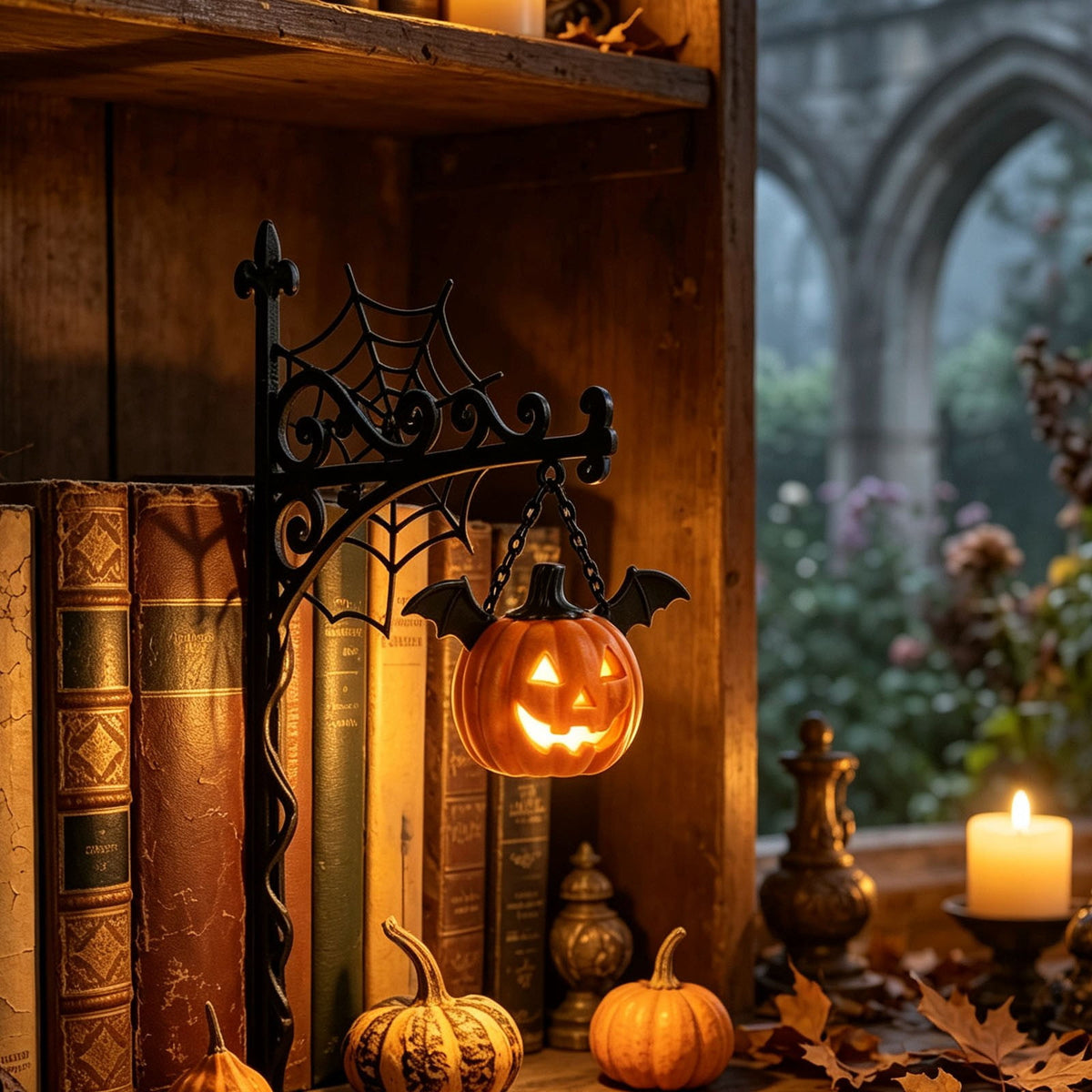 Halloween Ghost Library Lantern Decorative Bookshelf Lighting, Reading Book Shelf Lights for Study Reading Corner Home Library Gift for Book Lovers Bookworms
