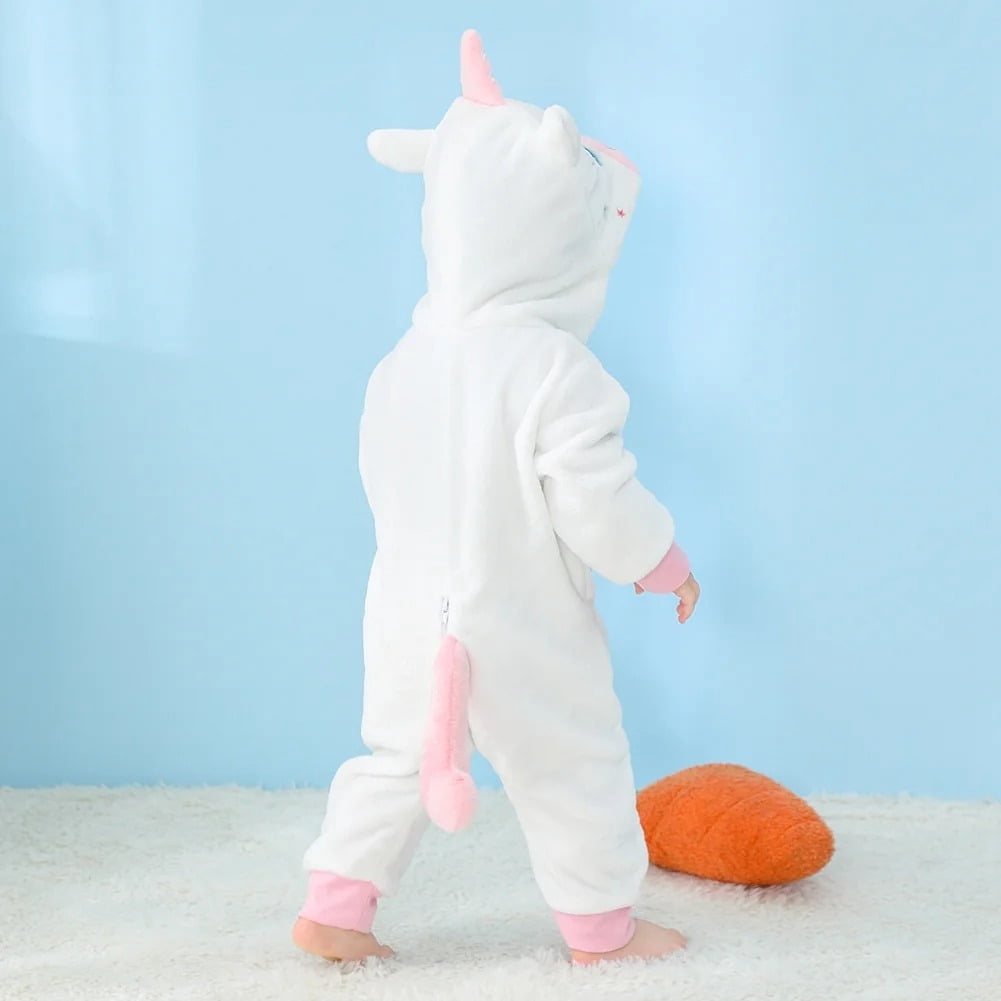 WIBACKER 0-3T Unisex Baby Animal Costume Winter Autumn Flannel Hooded Romper Christmas and Halloween Dinosaur Cosplay Jumpsuit