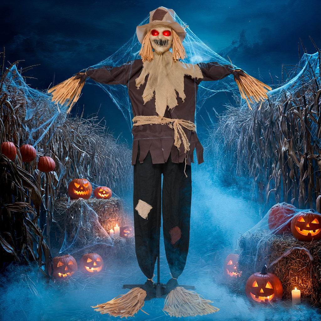 Joyfy 7.8 Ft(93.6 in) Halloween Grim Reaper Decorations Outdoor, Rotatable Flying Scream Scarecrow Skeleton Ghosts Decor for Graveyard Haunted House Props, Garden, Porch, Yard Lawn
