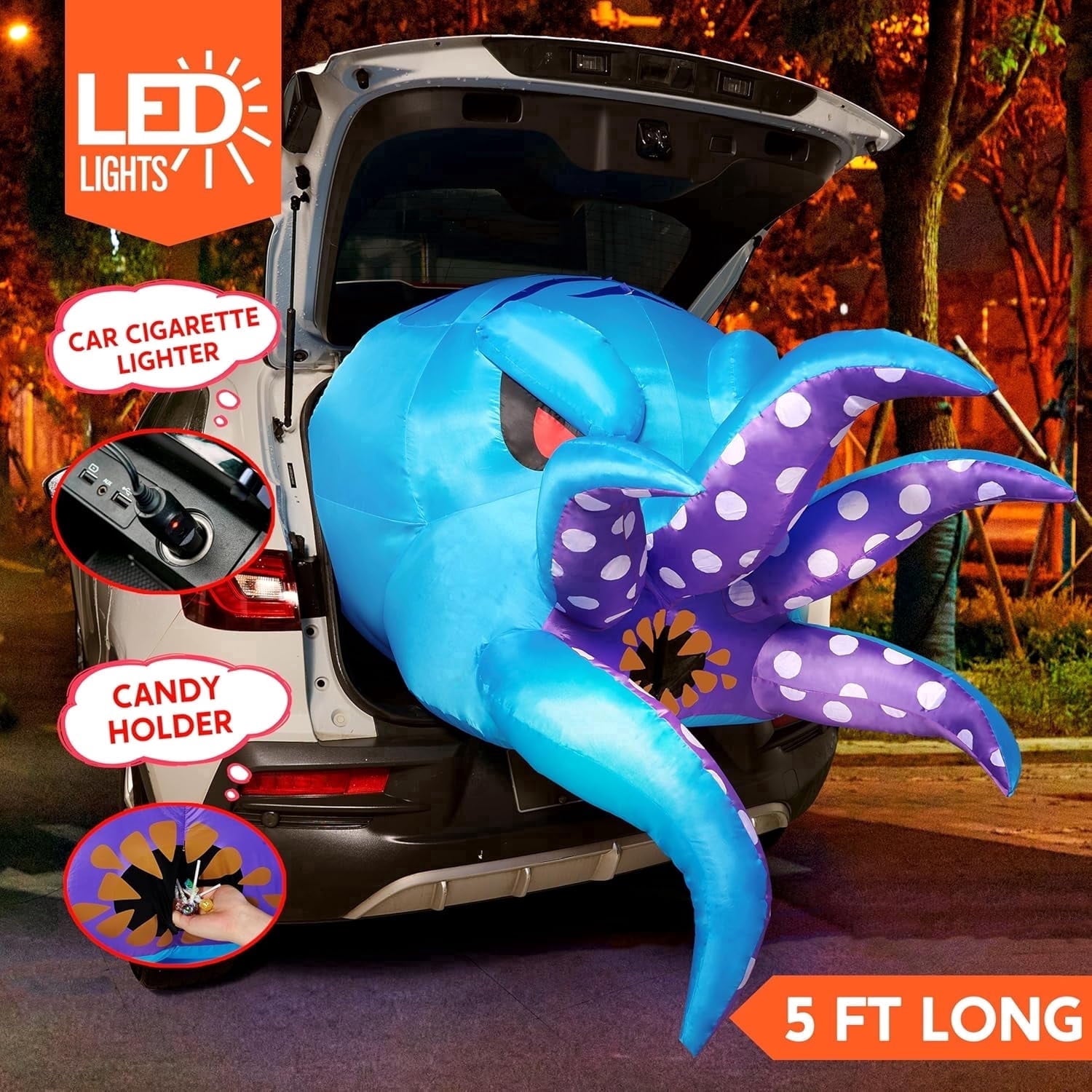 Joyfy 6 FT Halloween Inflatable Haunted Castle Decoration,Trunk or Treat Car Decorations Kit Ghost and Pumpkin with Built-in LED Light for Halloween Party Indoor,Outdoor,Yard,Garden Decor