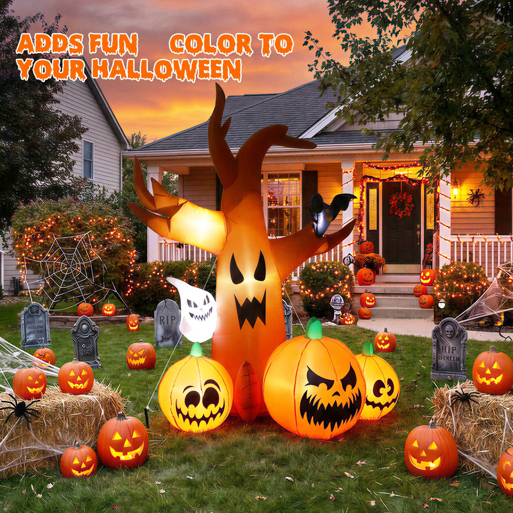 MAGOTAN 6 FT Halloween Inflatable Pumpkin Halloween Inflatable Pumpkins and Cat Outdoor Yard Decoration Build-in 7 LED White Lights