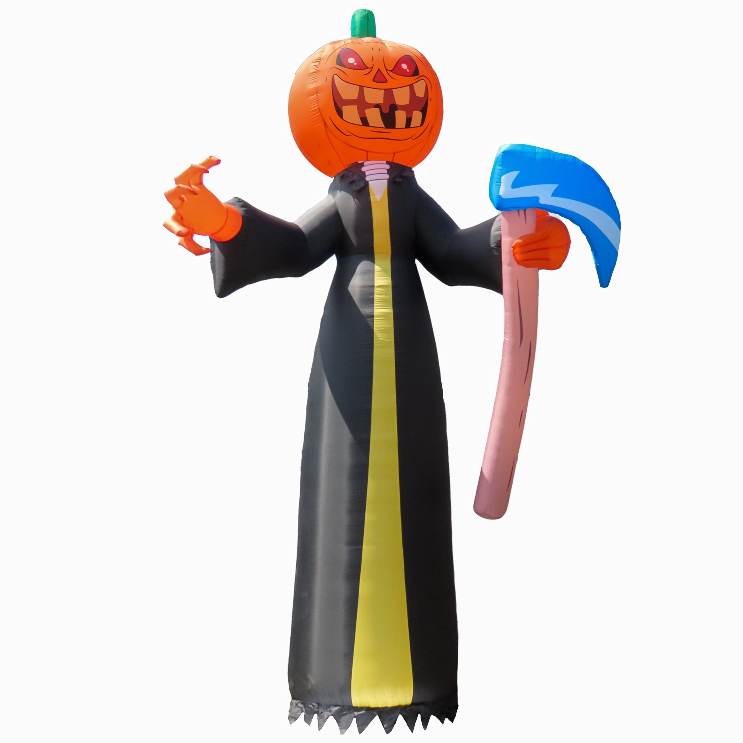 National Tree Company 20ft Inflatable Halloween Pumkin Reaper, 6 White LED Lights- UL