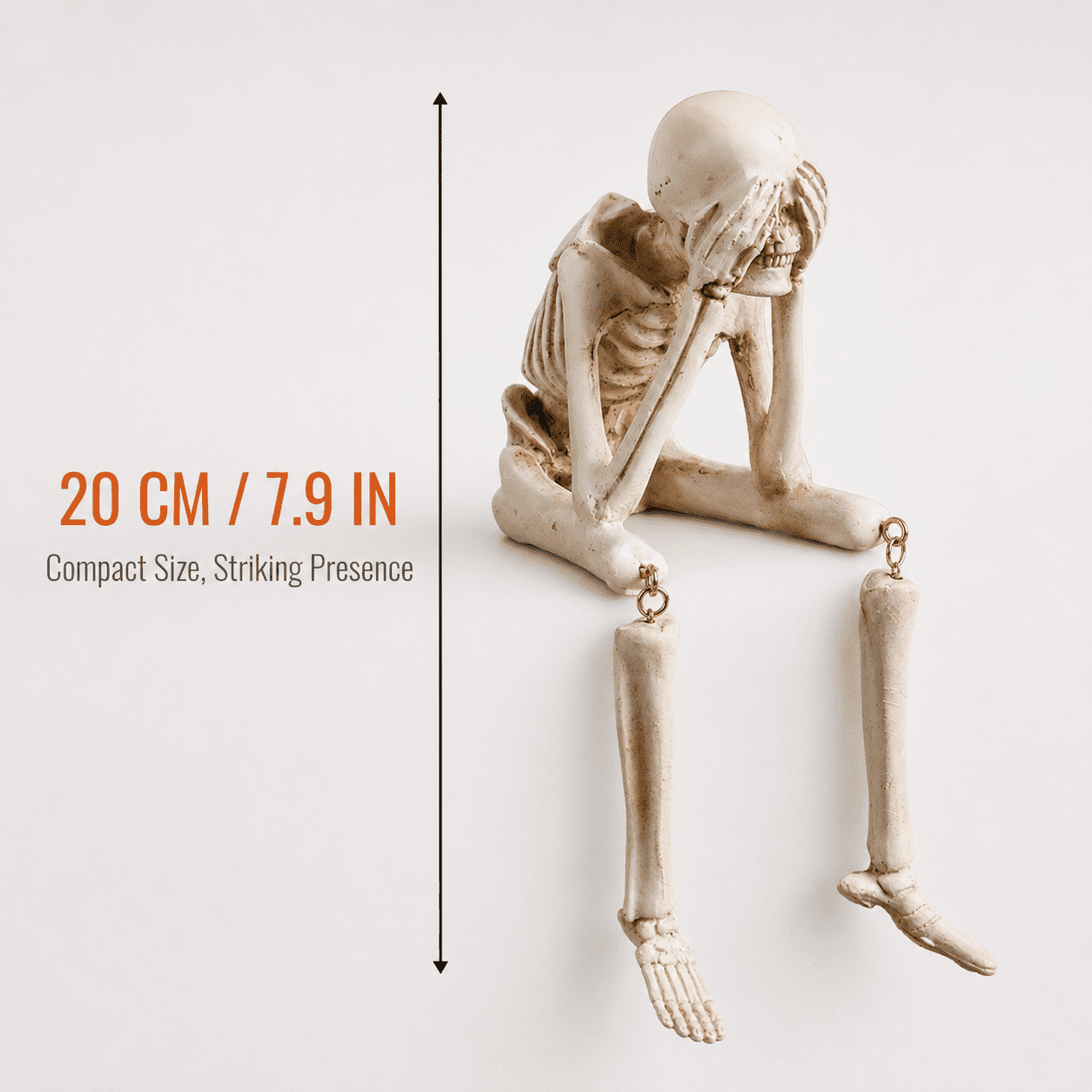Halloween Decor Skeleton Statue Figurines Skull Decor See No Evil Hear No Evil Speak No Resin Skeleton Shelf Sitters Sitting Figurines for Home Kitchen Party Decor Table Ledge Edge Decorative (C)