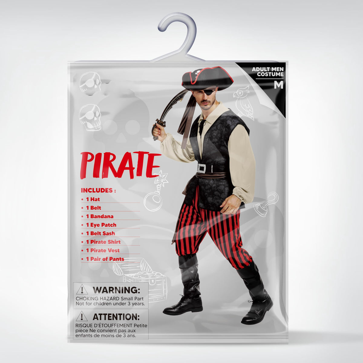 Joyfy Men Pirate Costume Plundering Sea Captain Set for Adults Halloween Themed Parties