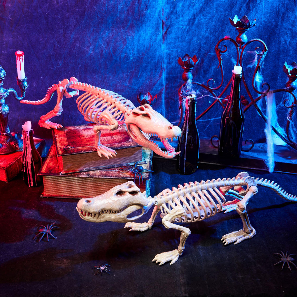 Joyfy Halloween Skeleton Fish Skeleton Halloween Decor,Plastic Skeleton with LED Eye for Halloween Decoration Outdoor Haunted House Party