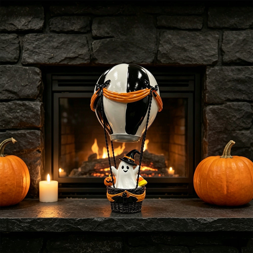 Halloween Ghost Dog Figurine, LED Light Statue, Yard Garden Decor, Treat Bucket Detail and Standing Sturdy Build for Front Porches, Garden Walkways and Tabletop Displays.