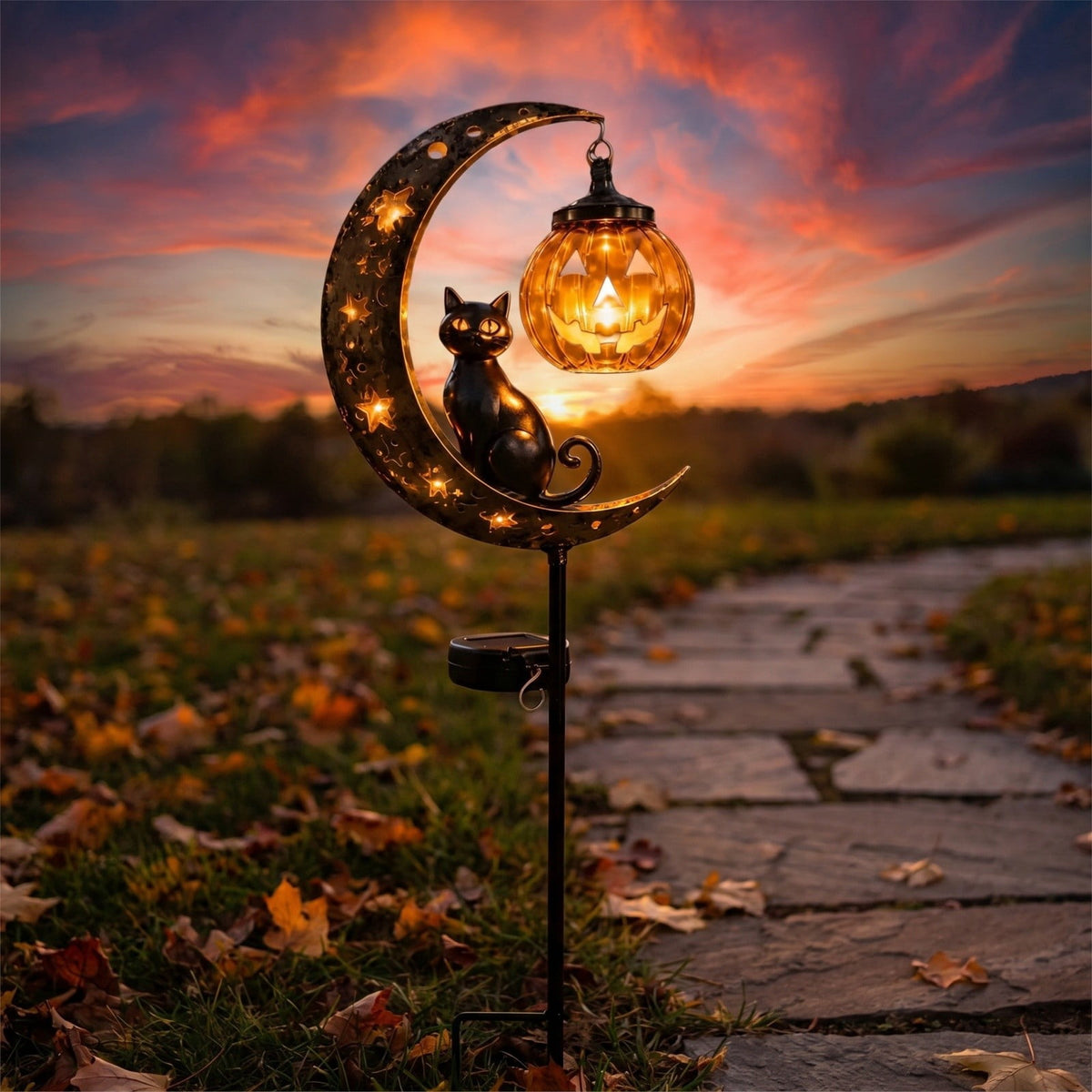 Clearance! Highland Cow Solar Garden Light, 18in Garden Statue with LED Glow, Waterproof Outdoor Yard Decor Stake, Resin Lawn Pathway Light for Backyard Patio Porch Halloween Gift