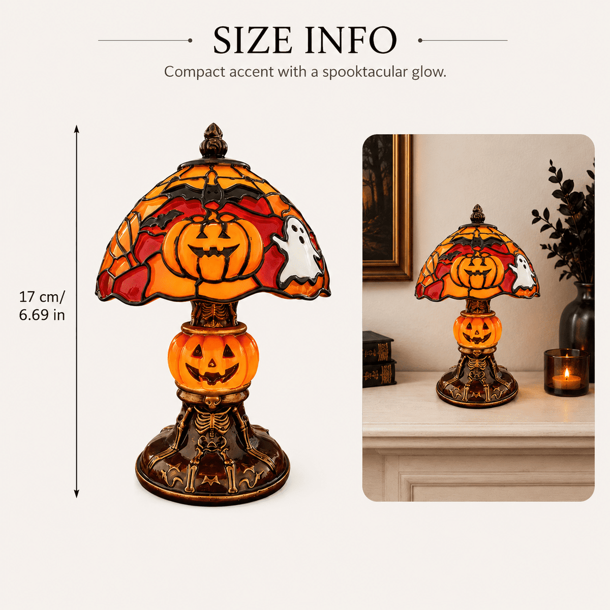 Diceymbol Halloween Decorations and Fall Decor, Halloween Venue Decoration Ghost Props LED Illuminated Ghost Decorations for Tabletop, Mantel, Shelf Indoor Outdoor 9.05 inch