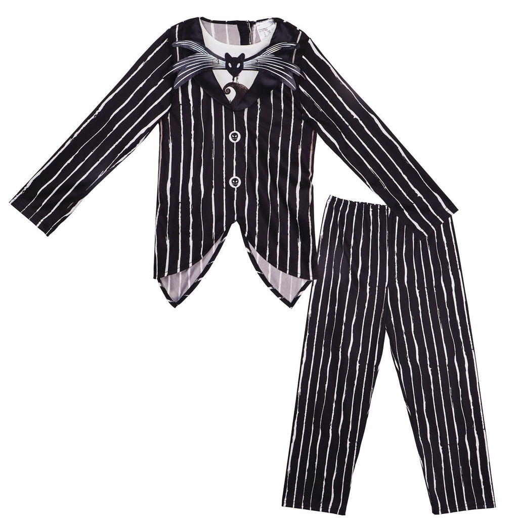 Halloween Costume for Kids Boys Christmas Jack Costume Black and White Striped Set Dress Up Outfit