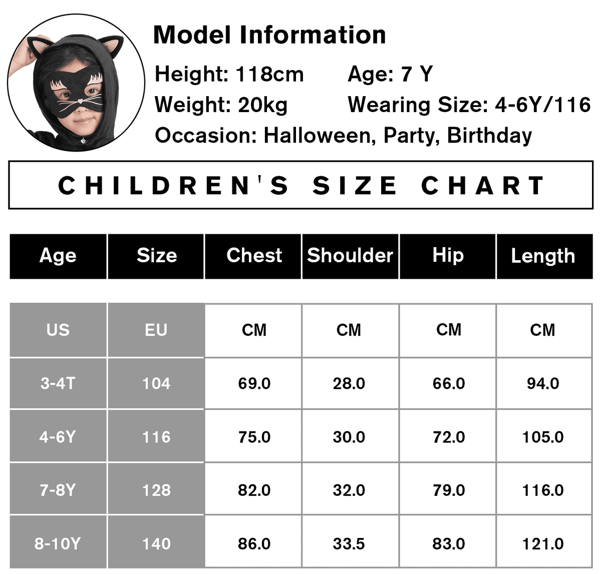 Kids Black Cat Costume with Hero Mask, Kitties Jumpsuit Fancy Dress Outfit Boys Girls for Halloween