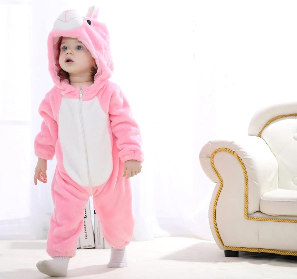 WIBACKER 0-3T Unisex Baby Animal Costume Winter Autumn Flannel Hooded Romper Christmas and Halloween Dinosaur Cosplay Jumpsuit