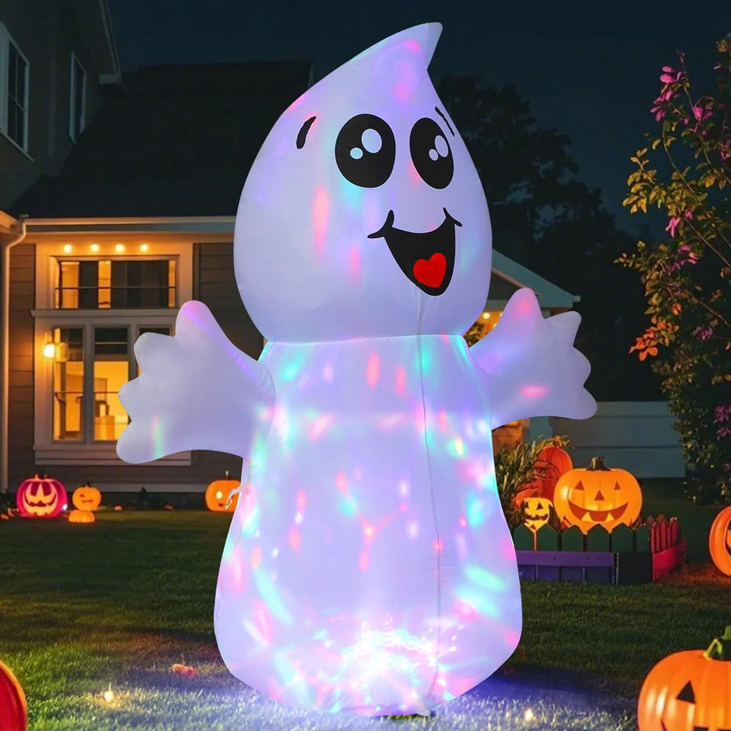 GOOSH Halloween Inflatables 5 FT Halloween Ghost Inflatable with Built-in LEDs, Cute Halloween Inflatable Ghost Blow up Ghost Inflatable, Outdoor Halloween Decorations for Halloween Holiday Party