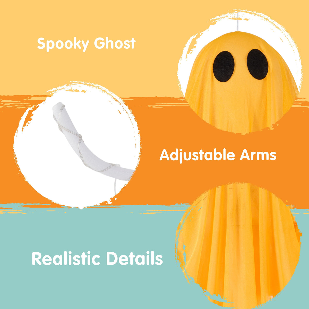 Joyfy 47" Halloween Hanging Light up Ghost Decorations Outdoor,White Ghosts with Blue LED Light and Timer Halloween Hanging Decoration Waterproof for Front Yard Patio Lawn
